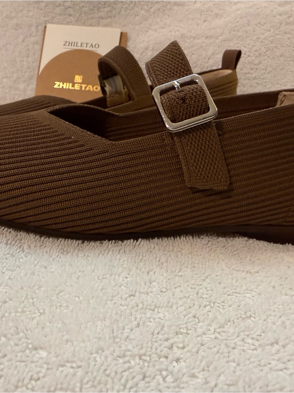 ZHILETAO Brown Ribbed Mary Jane Flats bundle shoes for deeper discount - Picture 5 of 12